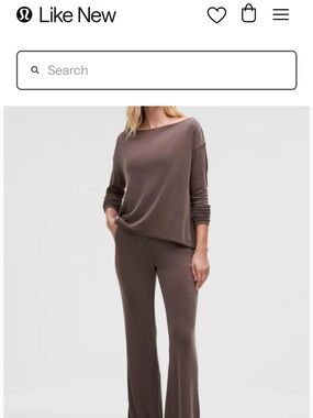 lululemon athletica Taupe Relaxed Boatneck Long Sleeve Top